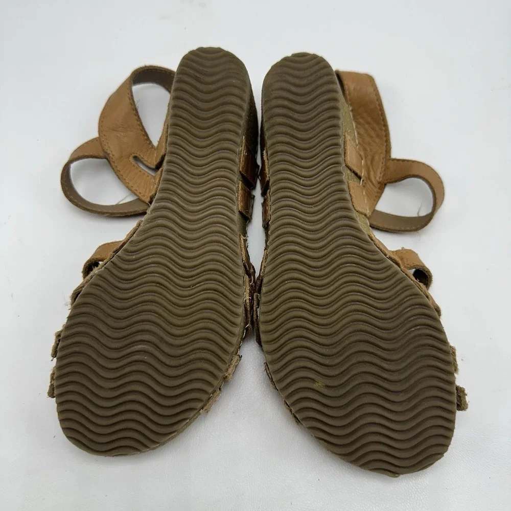 Bjorndal Lily Strappy Wedge Sandals Womens Brown Leather 6M Comfort strappy Cork
